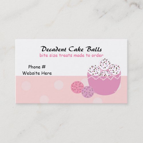 Decadent Cake Balls Business Card Template