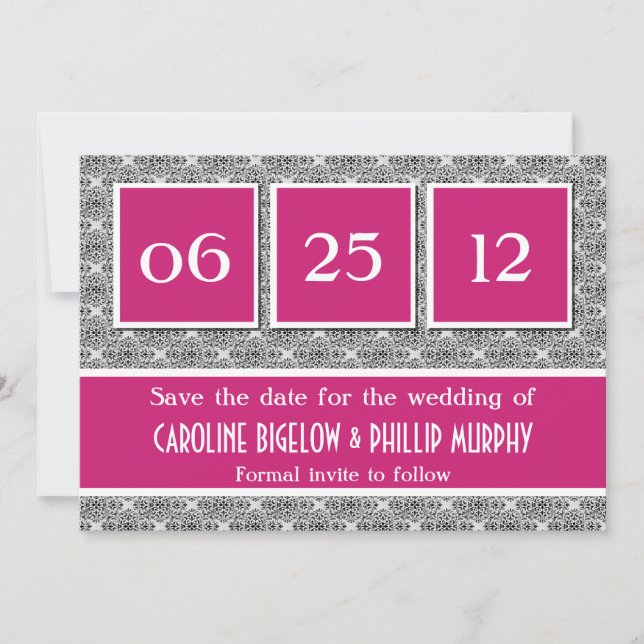Decadent Damask Save the Date Announcement (Front)
