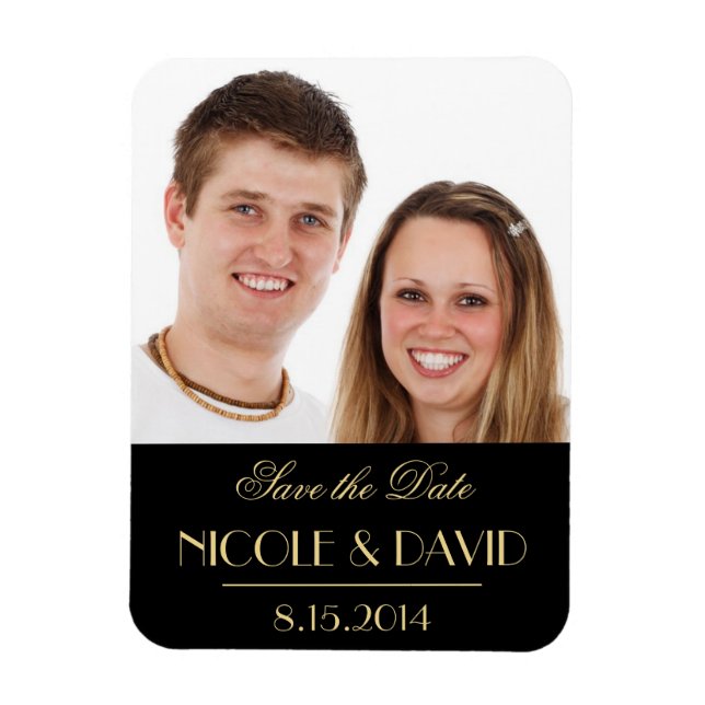 Decadent Deco elegant black wedding save the date Magnet (Vertical)