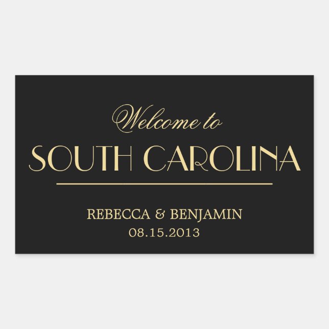 Decadent Deco elegant chic black welcome wedding Rectangular Sticker (Front)