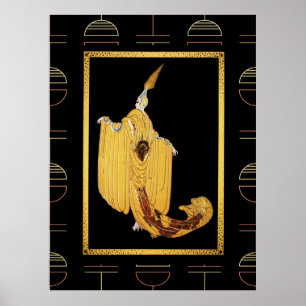 Decadent Deco Style Lady Poster - Gold/Yellow