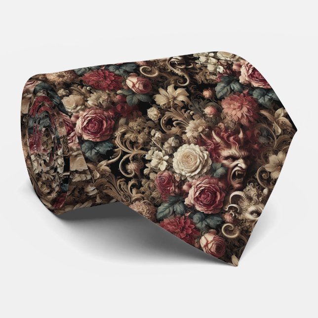 Decadent Devilry – Gothic Victorian Neck Tie (Rolled)