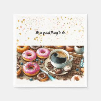 Decadent Donuts and Coffee Social Paper Napkins