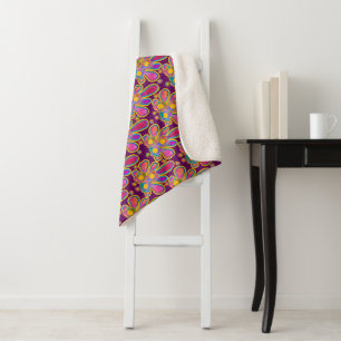 Decadent Guilded Retro Watercolor Ploomf Sherpa Blanket