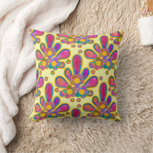 Decadent Guilded Retro Watercolor Ploomf Sunrise Throw Pillow