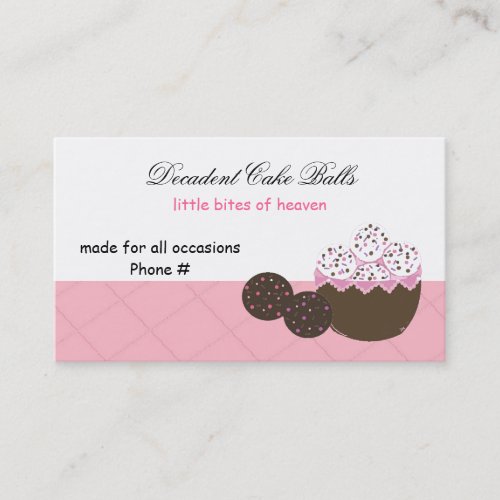 Decadent Vanilla and Chocolate Cake Balls Business Card Template