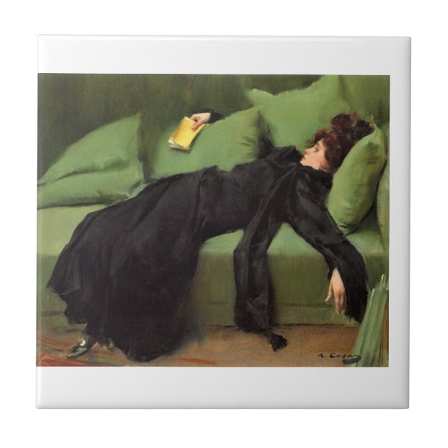  Decadent Young Woman After The Dance  Ceramic Tile (Front)