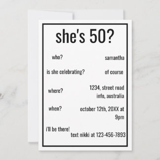 Decades Funny Simple Birthday Minimalist Custom Invitation