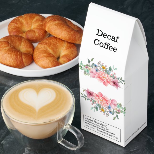 Decaf Coffee Floral Pink Roses (Breakfast)