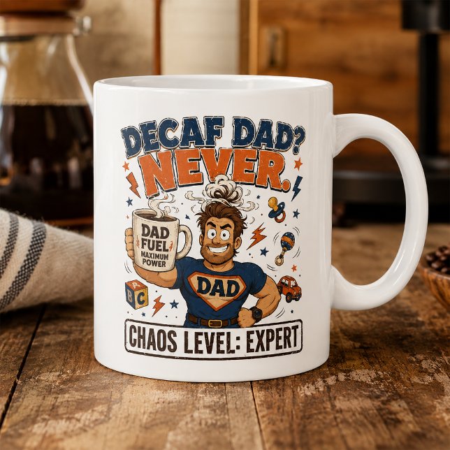 Decaf Dad Never Chaos Level Expert Funny Father's  Coffee Mug (Creator Uploaded)