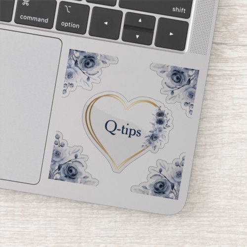 Decal 3 x3 Blue Floral Q_tips