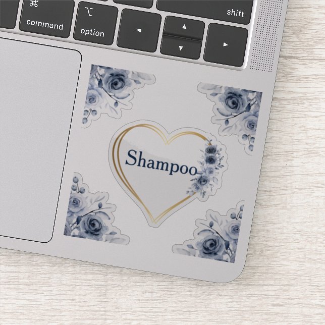 Decal 3" x3" Blue Floral Shampoo (Detail)