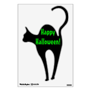 Decal - Cat - "Happy Halloween" Black Cat
