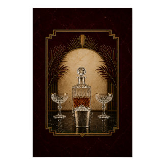 Decanter Still Life Art Deco Poster | Bar Art
