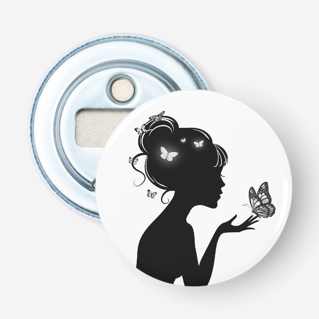 Décapsuleur La femme papillons blancs Bottle Opener (Front)