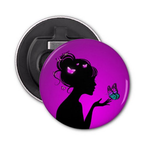 Decapsuleur The woman purple butterflies Bottle Opener