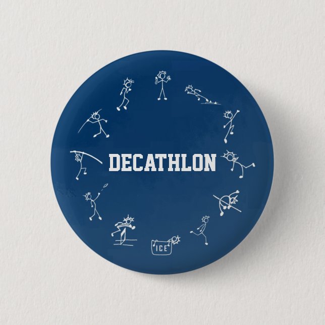 Decathlon Stickman Track and Field Athletics Blue Button (Front)
