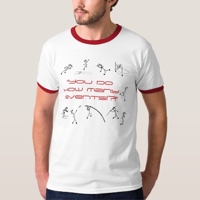 Decathlon You Do How Many Events Red White T-Shirt (Front)