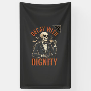 Decay With Dignity Vintage Skeleton Coffee Hallowe Banner