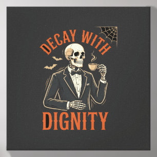 Decay With Dignity Vintage Skeleton Coffee Hallowe Canvas Photo Tile