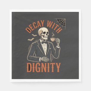 Decay With Dignity Vintage Skeleton Coffee Hallowe Napkins
