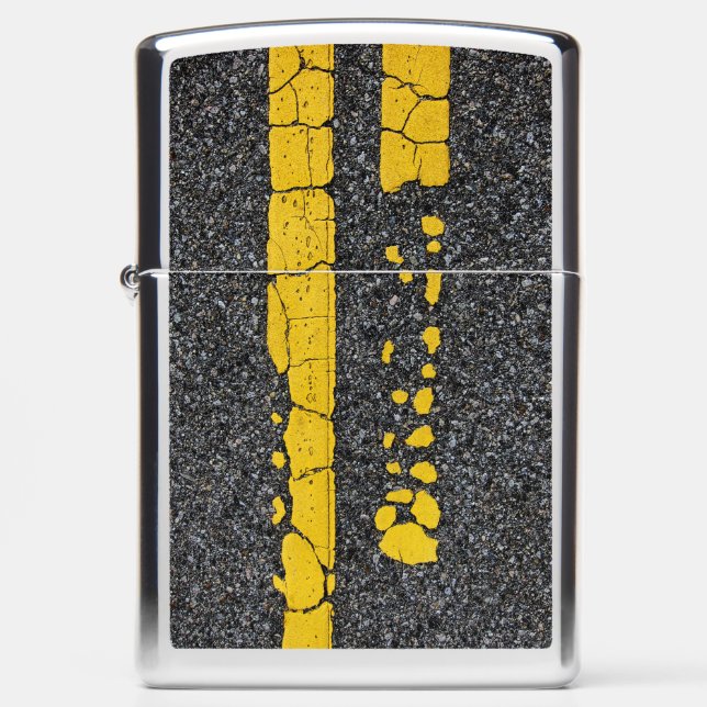 Decayed Double Yellow Line Zippo Lighter (Front)