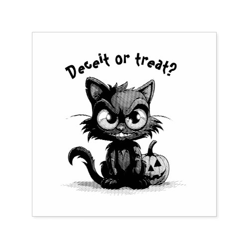 Deceit or Treat Funny Evil Black Cat Halloween Self_inking Stamp