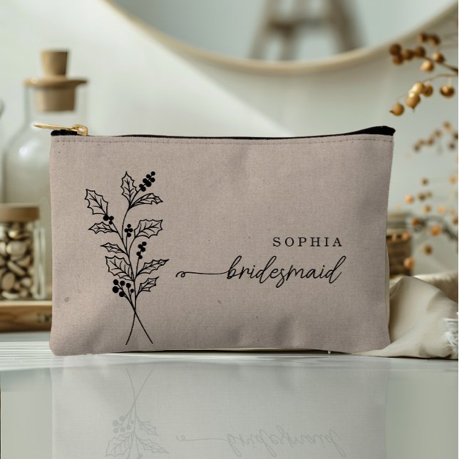 Decembe Birth Month Flower Personalized Bridesmaid Accessory Pouch (Creator Uploaded)