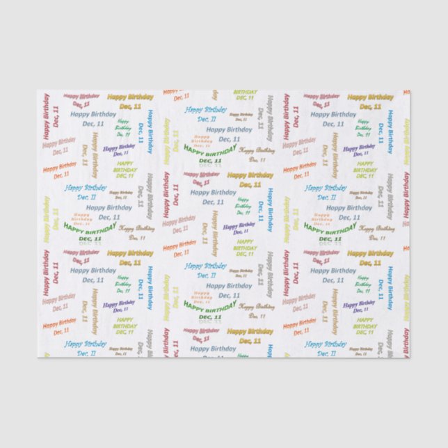 December, 11 Birthday Tissue Paper (Front)