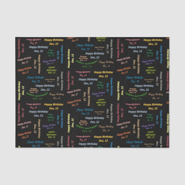 December, 12 Birthday Tissue Paper (Front)