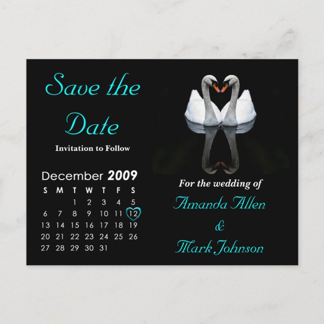 December 2009 Save the Date, Wedding Announcement Postcard (Front)