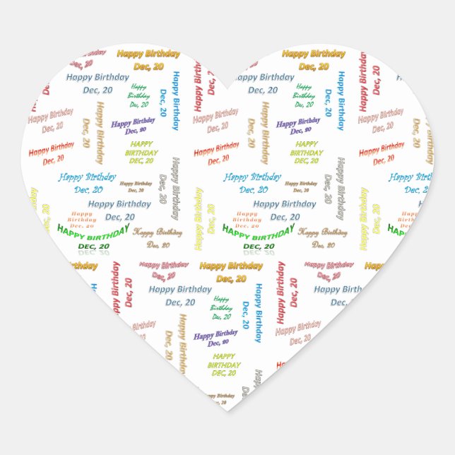 December, 20 Birthday Sticker (Front)