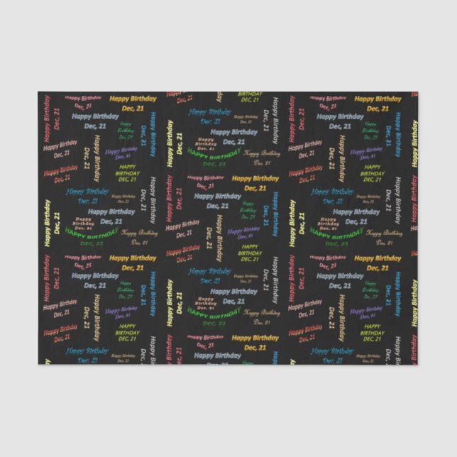 December, 21 Birthday Tissue Paper (Front)