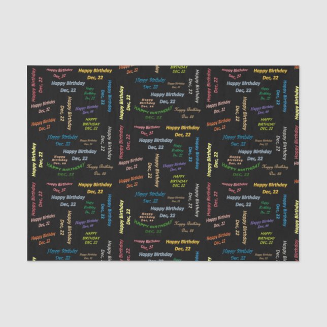 December, 22 Birthday Tissue Paper (Front)