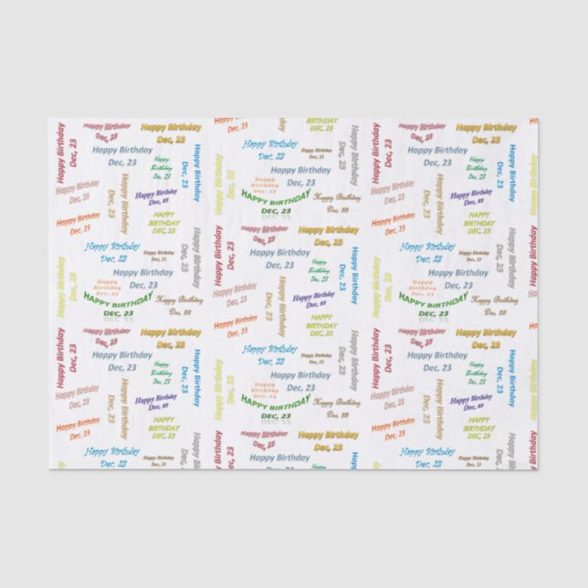 December, 23 Birthday Tissue Paper (Front)