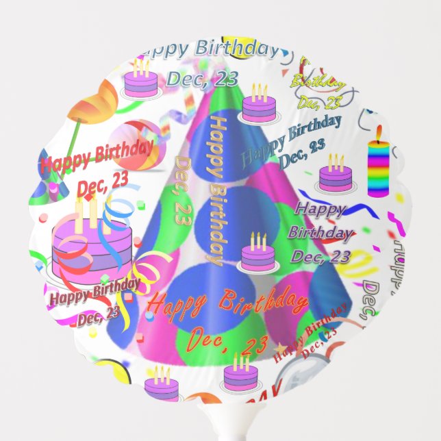 December, 23 Happy Birthday Balloons (Front)