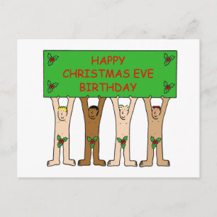 December 24th Birthday Cartoon Men Postcard