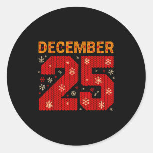 December 25 Knit Style Christmas Day Snowflake Classic Round Sticker
