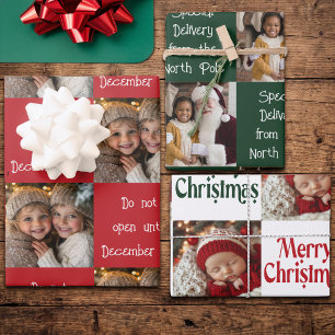 December 25 North Pole Set of 3 Photo Christmas Wrapping Paper Sheets