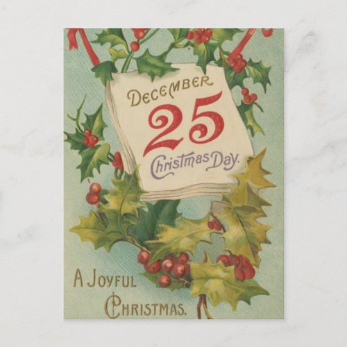 December 25th Christmas Day Holiday Postcard