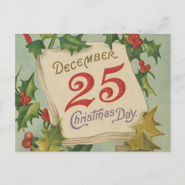 December 25th Christmas Day Holiday Postcard (Front)
