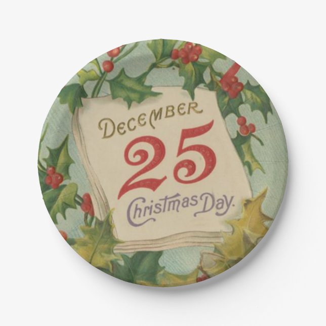 December 25th Christmas Day Paper Plates (Front)