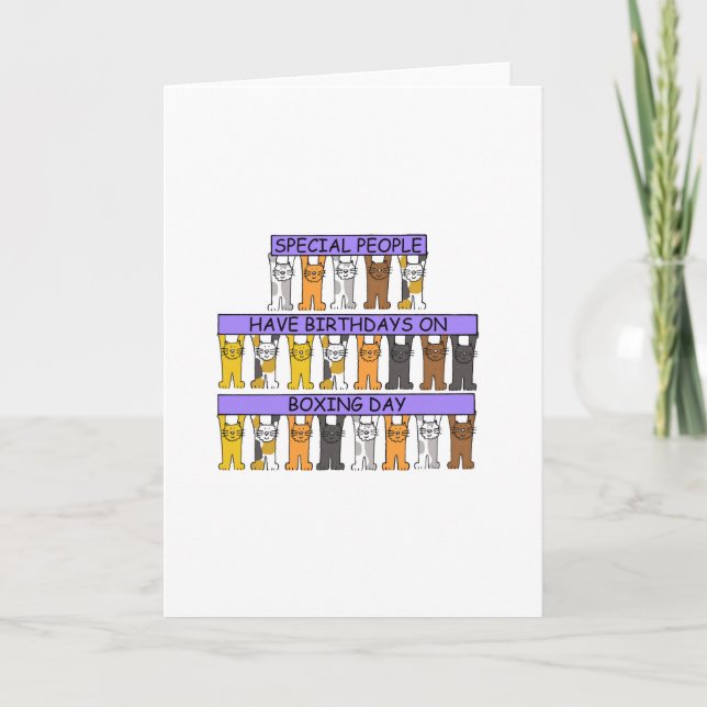 December 26th Birthday Cute Cartoon Cats Card (Front)