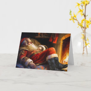 December 26th Resting Santa by the Fireplace Chris Card