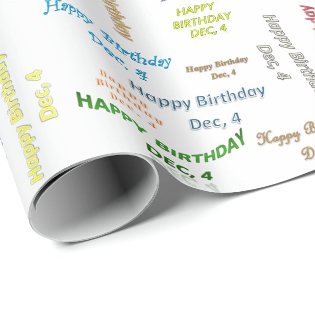 December, 4 Birthday Gift Wrapping Paper (Roll Corner)