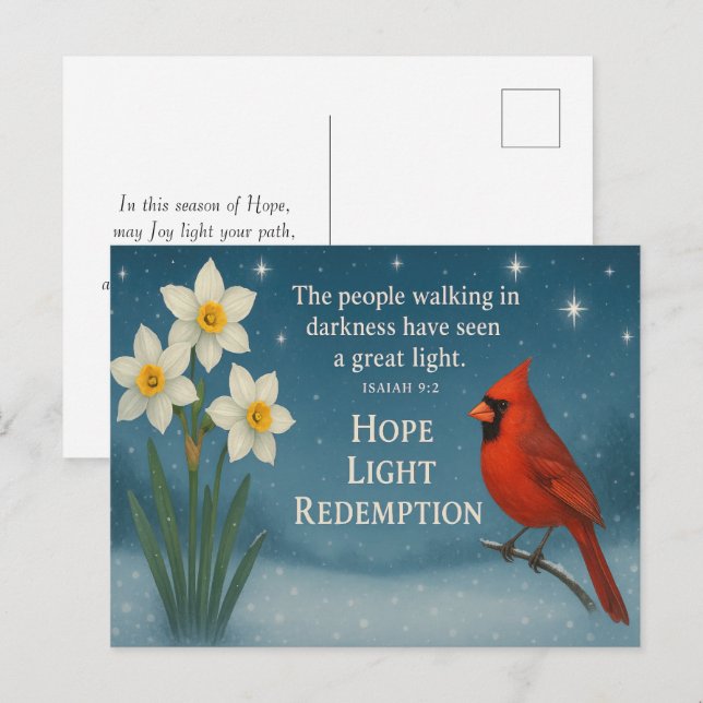 December Bible Verse Hope Joy Love Redemption  Postcard (Front/Back)