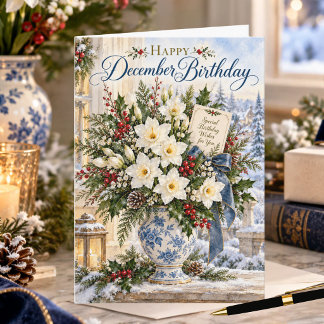 December Birth Flower December Floral Birthday Card