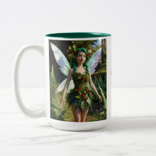 December Birth Flower - Fairy of the Holly -  Two-Tone Coffee Mug