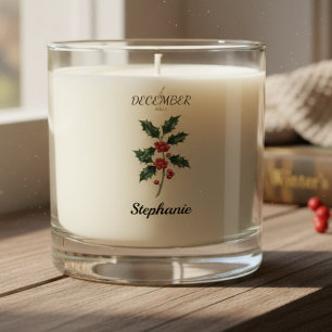December Birth Flower Holly Birthday Scented Candle