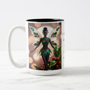 December Birth Flower - Holly Fairy  Two-Tone Coffee Mug